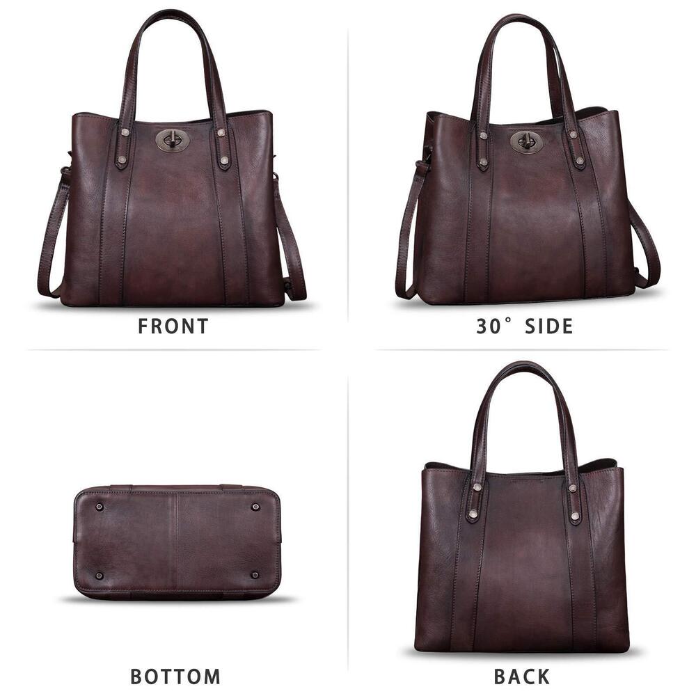 6162 Leather Handbags Satchel Purses Vintage Handmade Shoulder Bag Cowhide - Picture 4 of 7